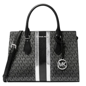 Sheila Medium Signature Logo and Metallic Satchel