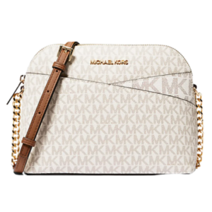 Jet Set Travel Medium Logo Dome Crossbody Bag Brown Strap