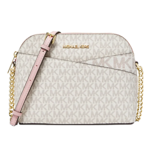 Jet Set Travel Medium Logo Dome Crossbody Powder Blush Strap