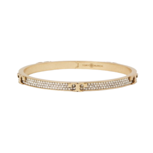 Serif T-pave Hinged Bracelet (Gold)