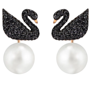 Swarovski iconic swan earrings with detachable pearl