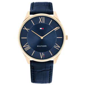 Tommy Hilfiger Navy Leather Slim Men's Watch