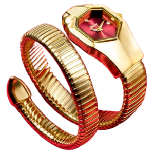 snake watch with red hexagonal dial